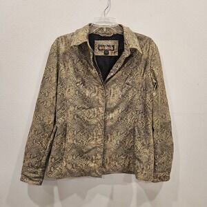 Vintage Static Tan Faux Snake Leather Western Blazer Jacket Women's Size M